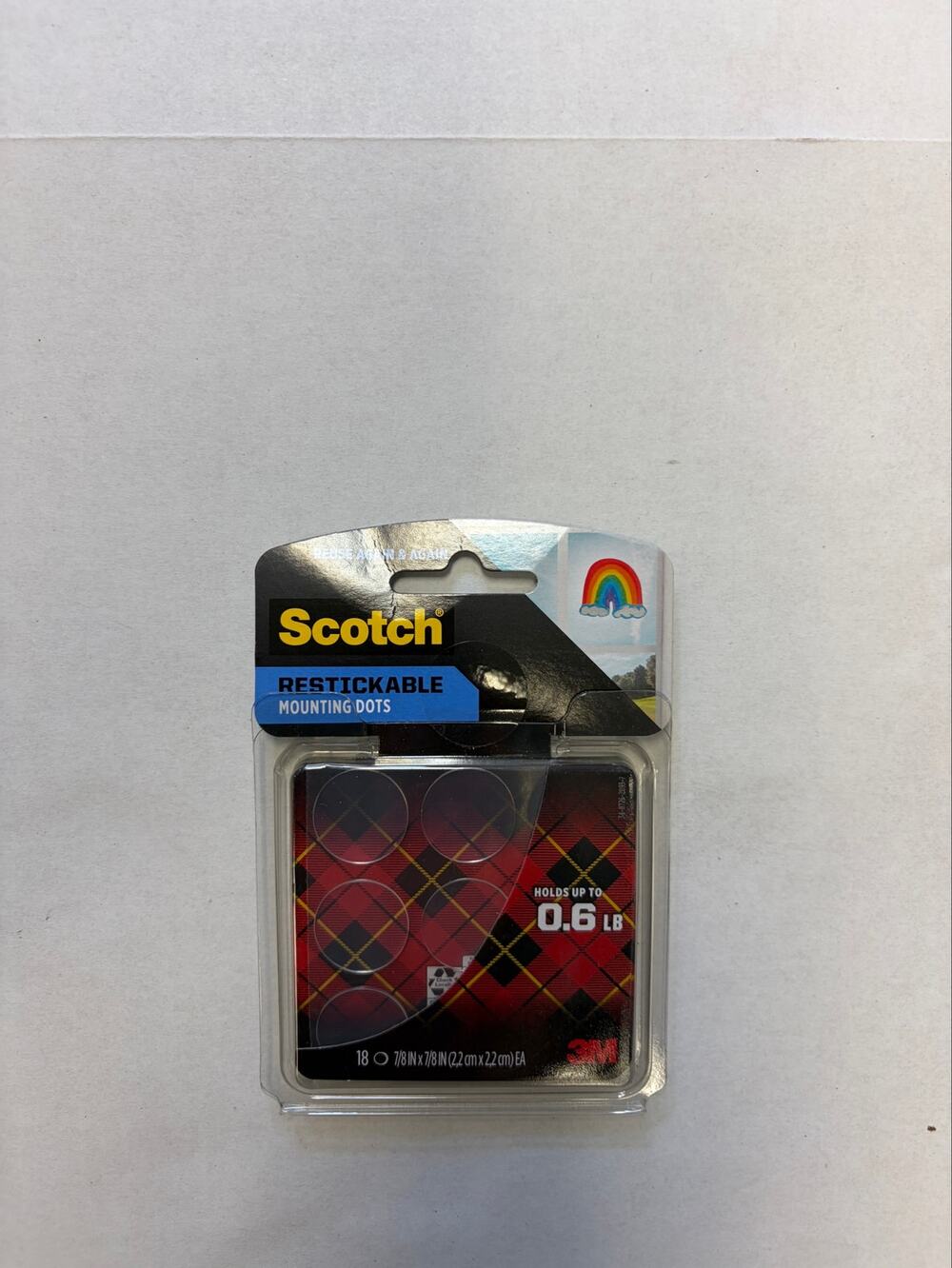 Scotch Restickable Mounting Dots 18 Count 7/8” Reusable Removable Adhesive Dots